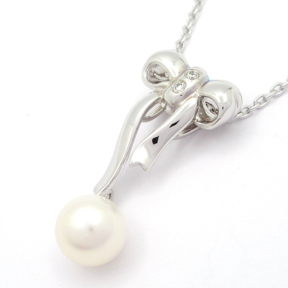 Tasaki Necklace Diamond Silver White Pearl